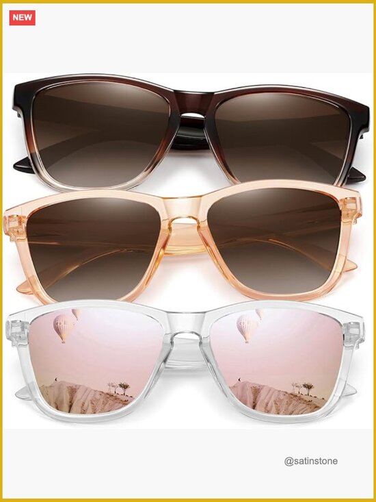 Polarized Sunglasses 3 Pack Retro Square UV400 Protection Driving